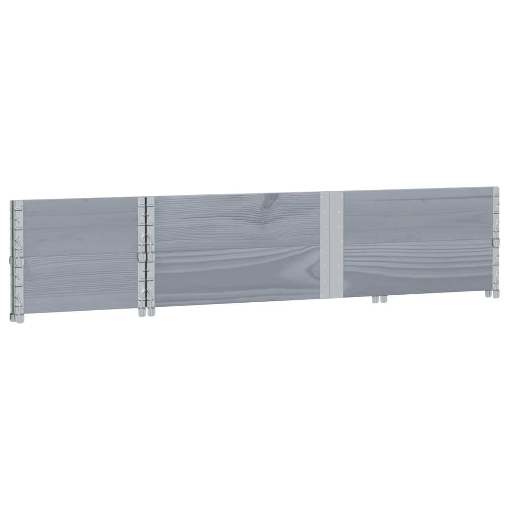 Pallet Collars 2 pcs Grey 150x50 cm Solid Wood Pine