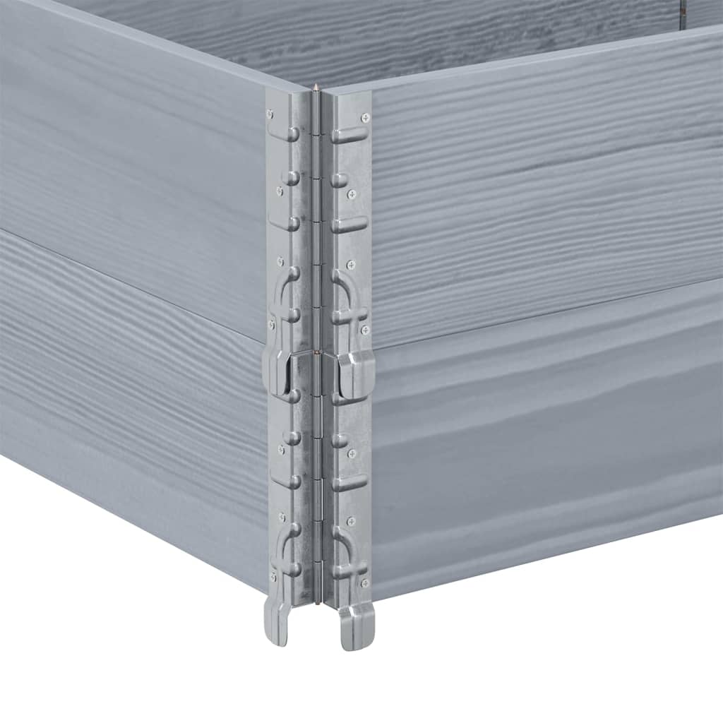 Pallet Collars 2 pcs Grey 150x50 cm Solid Wood Pine