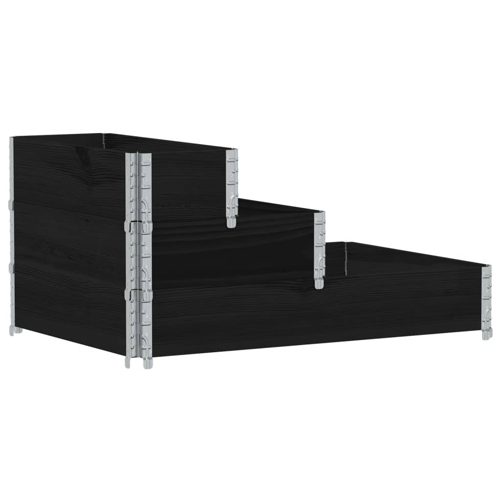 3-Tier Raised Bed Black 120x80 cm Solid Wood Pine