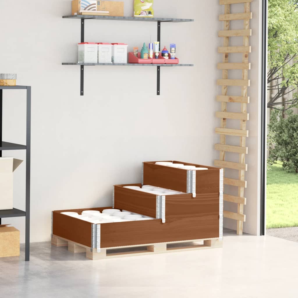 3-Tier Raised Bed Brown 120x80 cm Solid Wood Pine