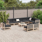 11 Piece Garden Sofa Set Solid Wood Pine