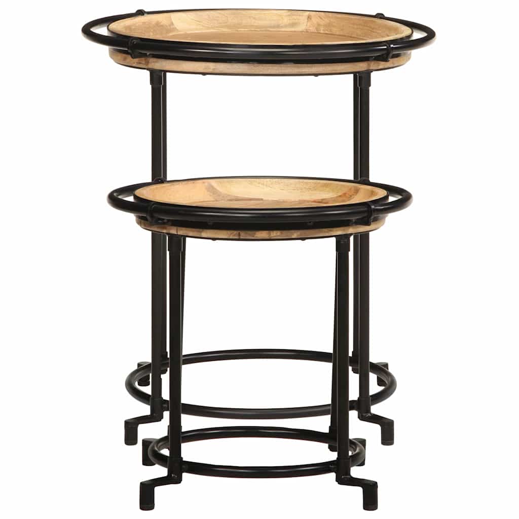 2 Piece Side Table Set Solid Wood Mango