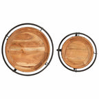 2 Piece Side Table Set Solid Wood Acacia