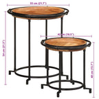 2 Piece Side Table Set Solid Wood Acacia