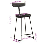 Bar Stools 2 pcs Black 49x43x88 cm Solid Wood Mango