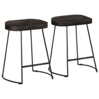 Bar Stools 2 pcs Black 46x38x52 cm Solid Wood Mango