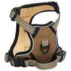 Dog Harness with Reflective Stripes Adjustable Brown M