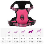 Dog Harness with Reflective Stripes Adjustable Pink L