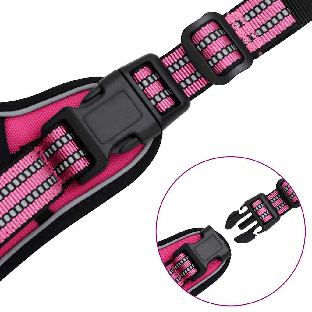 Dog Harness with Lead & Collar Adjustable Pink M