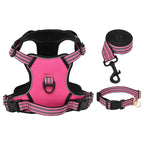 Dog Harness with Lead & Collar Adjustable Pink XL
