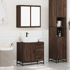 2 Piece Bathroom Furniture Set Brown Oak Engineered Wood