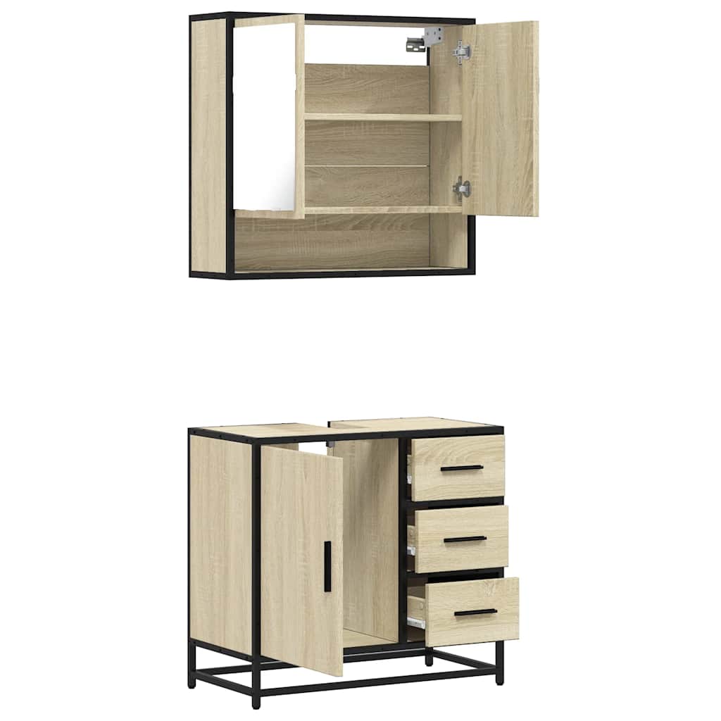 2 Piece Bathroom Furniture Set Sonoma Oak Engineered Wood