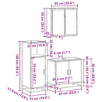 3 Piece Bathroom Furniture Set Grey Sonoma Engineered Wood