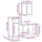 3 Piece Bathroom Furniture Set Grey Sonoma Engineered Wood