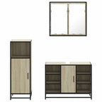 3 Piece Bathroom Furniture Set Sonoma Oak Engineered Wood