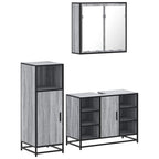 3 Piece Bathroom Furniture Set Grey Sonoma Engineered Wood