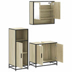 3 Piece Bathroom Furniture Set Sonoma Oak Engineered Wood