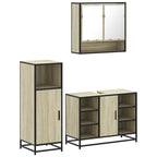 3 Piece Bathroom Furniture Set Sonoma Oak Engineered Wood