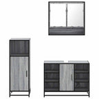 3 Piece Bathroom Furniture Set Grey Sonoma Engineered Wood