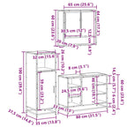3 Piece Bathroom Furniture Set Grey Sonoma Engineered Wood