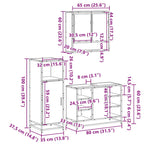 3 Piece Bathroom Furniture Set Brown Oak Engineered Wood