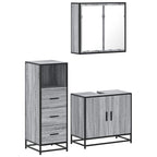 3 Piece Bathroom Furniture Set Grey Sonoma Engineered Wood