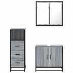 3 Piece Bathroom Furniture Set Grey Sonoma Engineered Wood