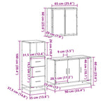 3 Piece Bathroom Furniture Set Brown Oak Engineered Wood