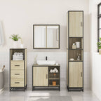 3 Piece Bathroom Furniture Set Sonoma Oak Engineered Wood