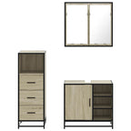 3 Piece Bathroom Furniture Set Sonoma Oak Engineered Wood