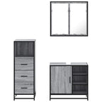 3 Piece Bathroom Furniture Set Grey Sonoma Engineered Wood