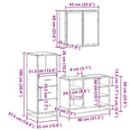 3 Piece Bathroom Furniture Set Brown Oak Engineered Wood