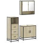 3 Piece Bathroom Furniture Set Sonoma Oak Engineered Wood