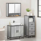 3 Piece Bathroom Furniture Set Grey Sonoma Engineered Wood