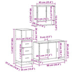 3 Piece Bathroom Furniture Set Grey Sonoma Engineered Wood