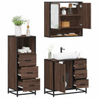 3 Piece Bathroom Furniture Set Brown Oak Engineered Wood