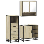3 Piece Bathroom Furniture Set Sonoma Oak Engineered Wood