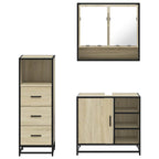 3 Piece Bathroom Furniture Set Sonoma Oak Engineered Wood