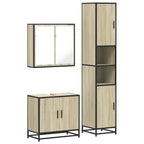 3 Piece Bathroom Furniture Set Sonoma Oak Engineered Wood