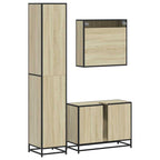 3 Piece Bathroom Furniture Set Sonoma Oak Engineered Wood