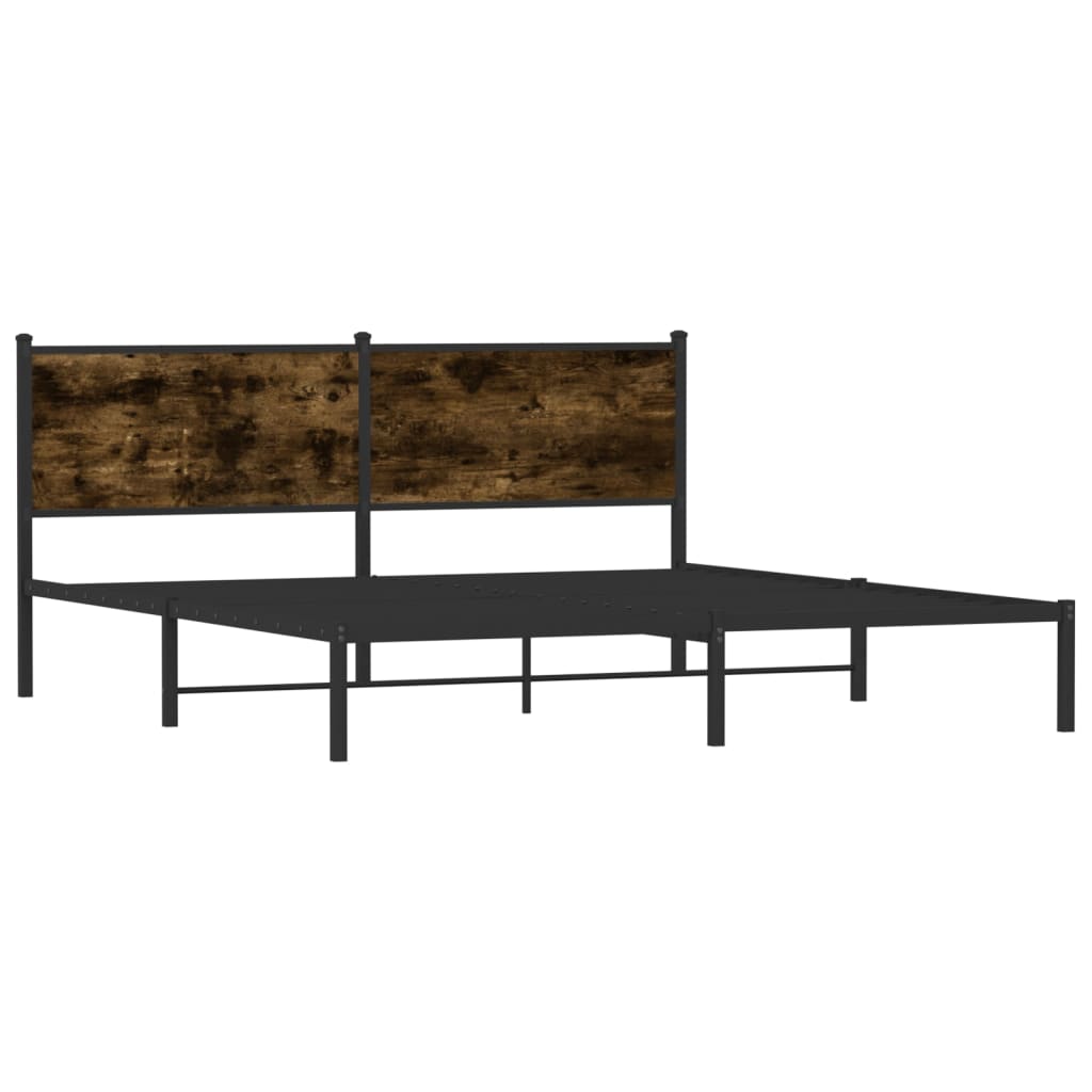 Metal Bed Frame without Mattress Smoked Oak 160x200 cm