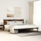 Metal Bed Frame without Mattress Smoked Oak 160x200 cm