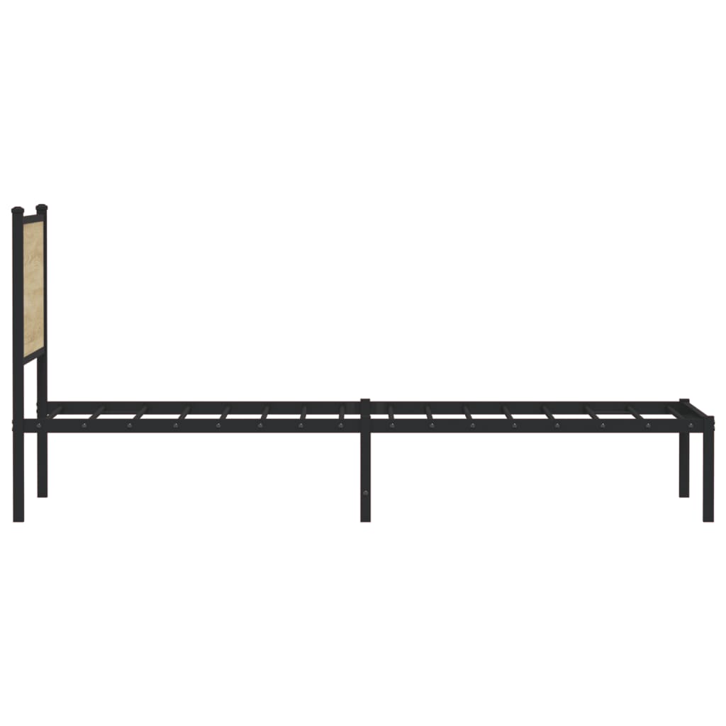 Metal Bed Frame without Mattress Sonoma Oak 90x190 cm Single