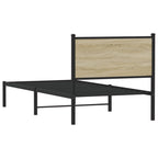 Metal Bed Frame without Mattress Sonoma Oak 90x190 cm Single