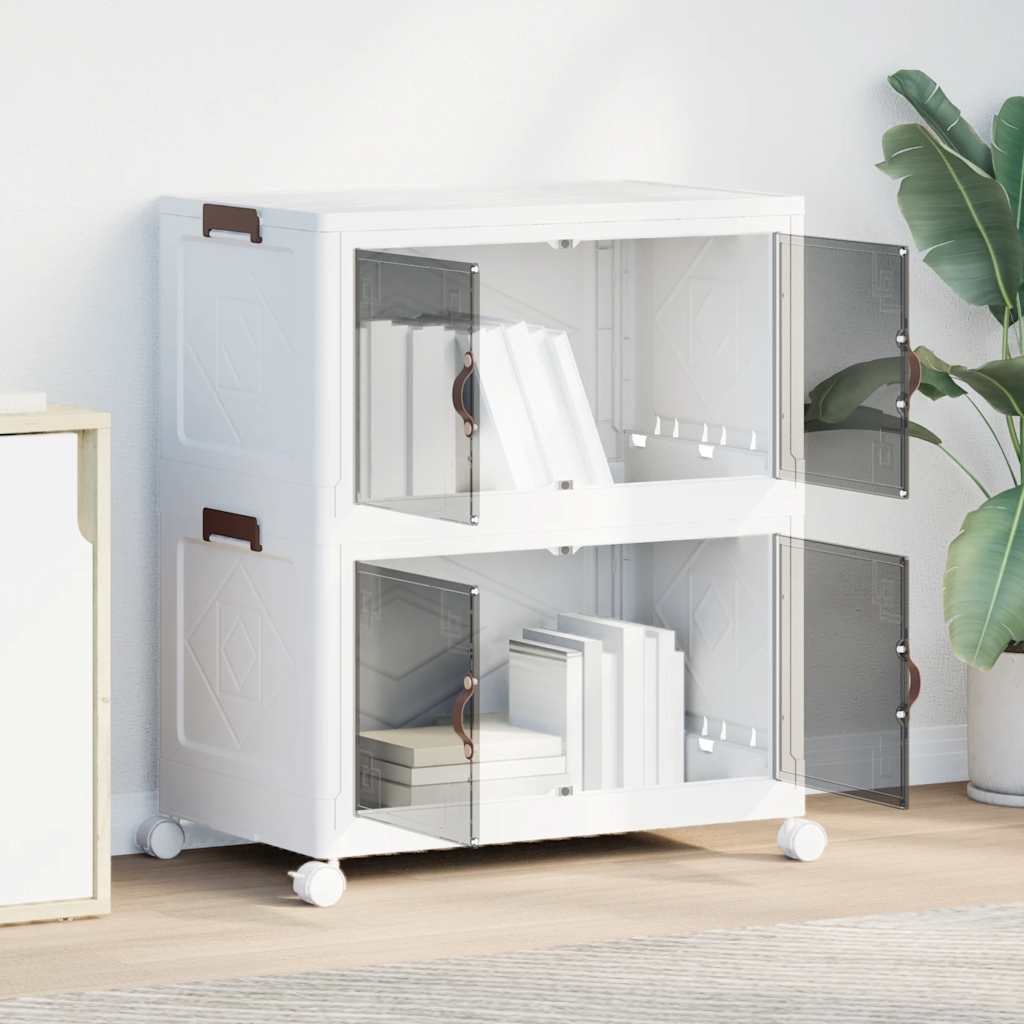 Stackable Storage Box with Wheels 2-Tier 75 L 64x40x76 cm