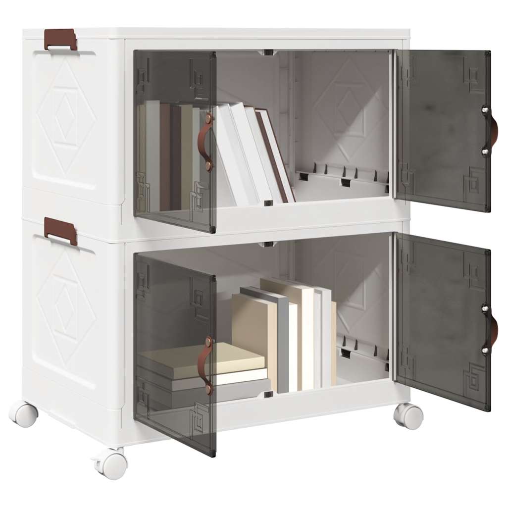 Stackable Storage Box with Wheels 2-Tier 75 L 64x40x76 cm