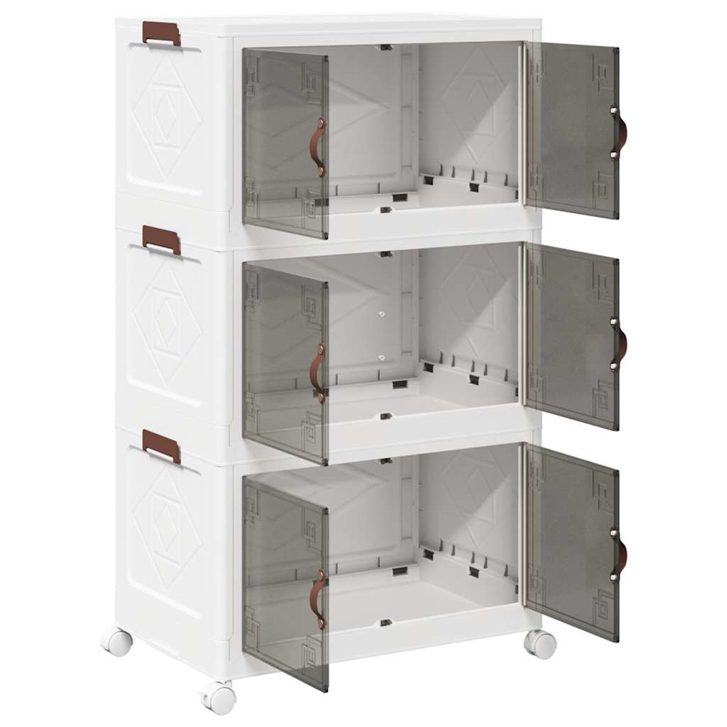 Stackable Storage Box with Wheels 3-Tier 75 L 64x39.5x110.5 cm