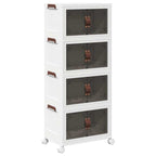 Stackable Storage Box with Wheels 4-Tier 28 L 48x29.5x112.5 cm