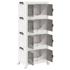 Stackable Storage Box with Wheels 4-Tier 28 L 48x29.5x112.5 cm