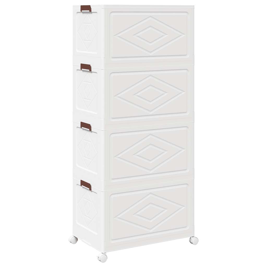 Stackable Storage Box with Wheels 4-Tier 75 L 64x40x141.5 cm